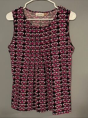 Calvin Klein Pink and Black Sleeveless Geometric Print Tank